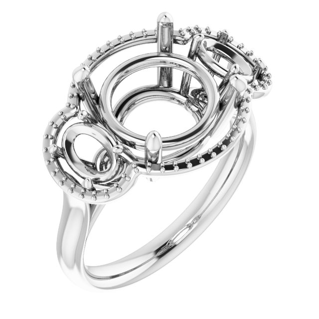 Three-Stone Halo-Style Engagement Ring