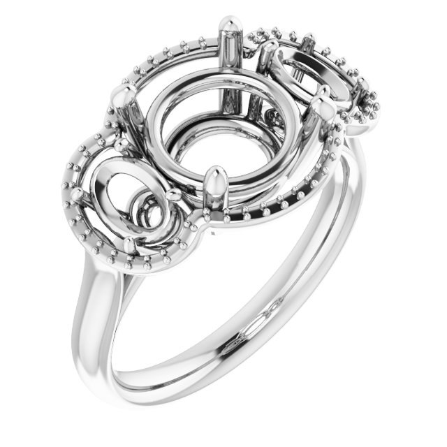 Three-Stone Halo-Style Engagement Ring