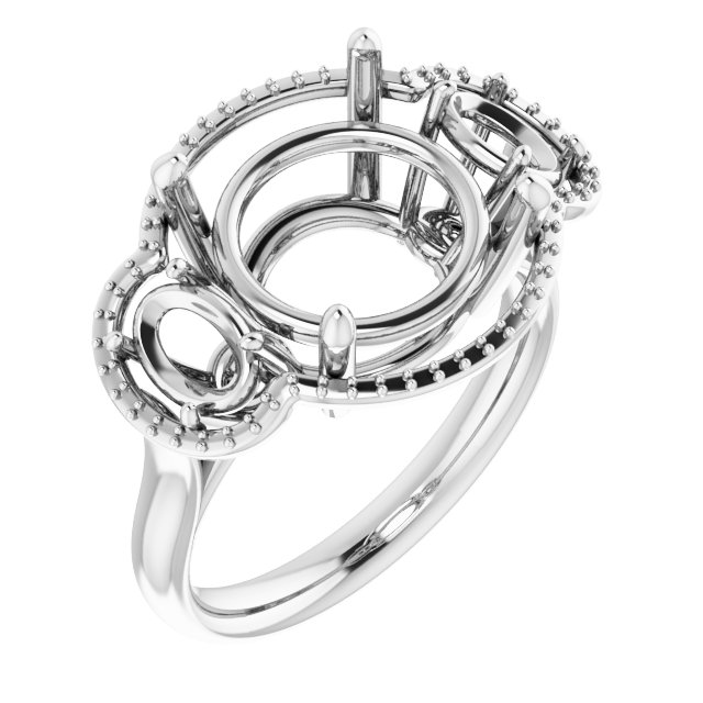 Three-Stone Halo-Style Engagement Ring