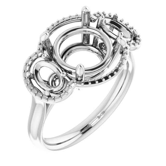 Three-Stone Halo-Style Engagement Ring