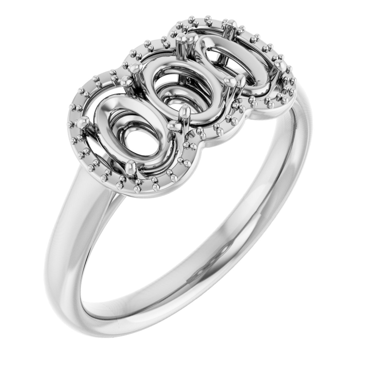Three-Stone Halo-Style Engagement Ring