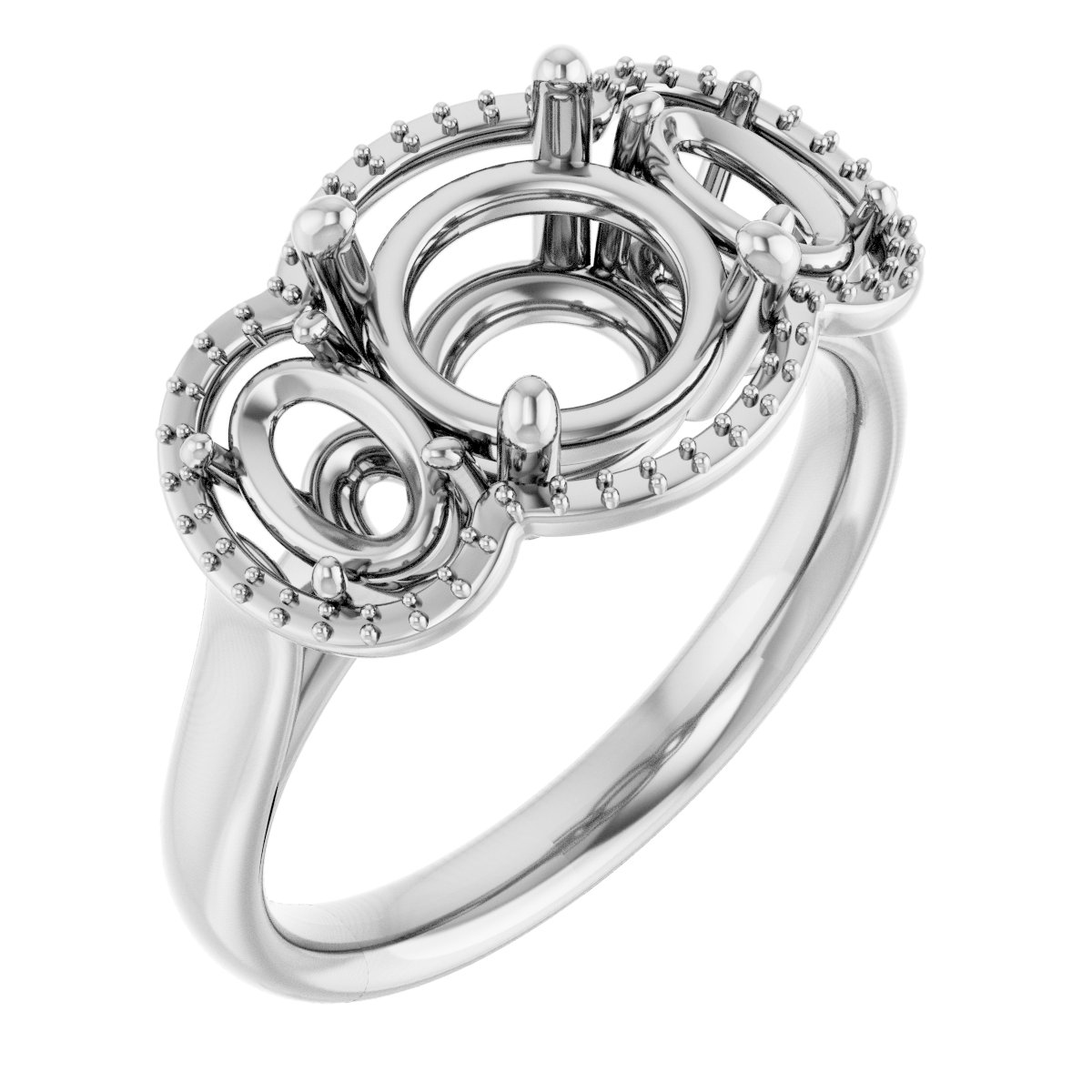 Three-Stone Halo-Style Engagement Ring