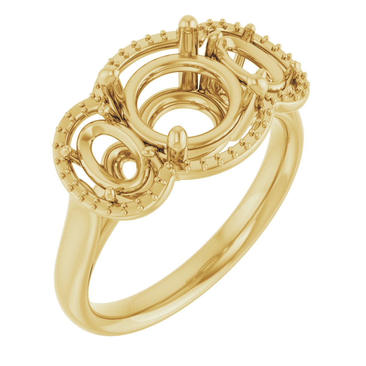 Three-Stone Halo-Style Engagement Ring