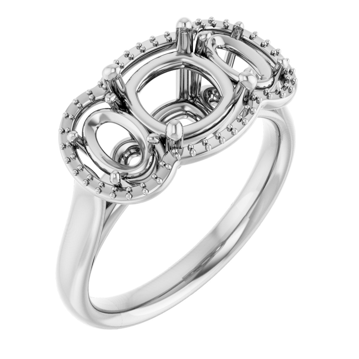 Three-Stone Halo-Style Engagement Ring
