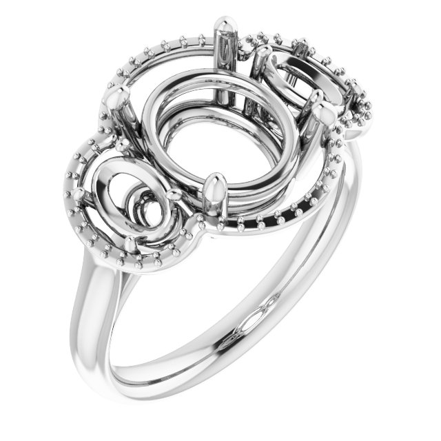 Three-Stone Halo-Style Engagement Ring