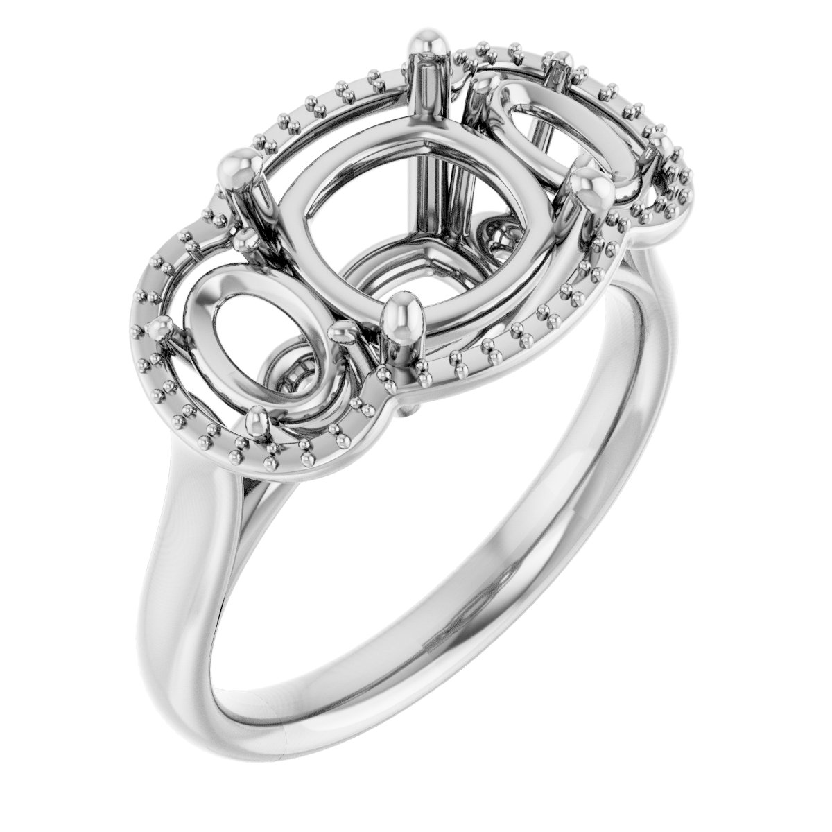 Three-Stone Halo-Style Engagement Ring