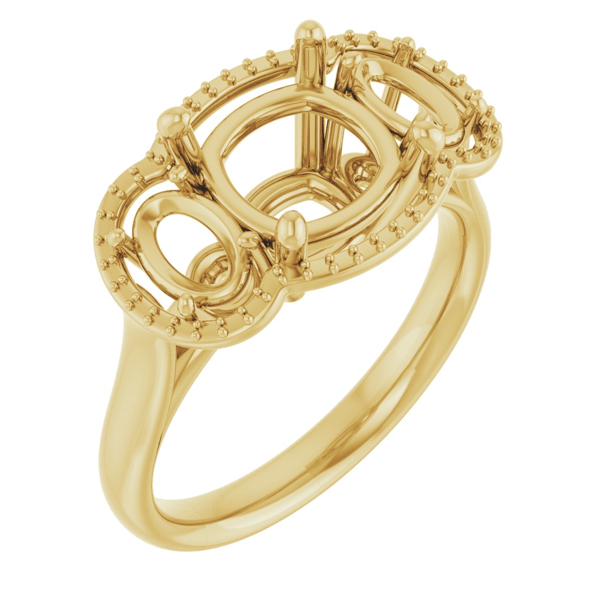 Three-Stone Halo-Style Engagement Ring