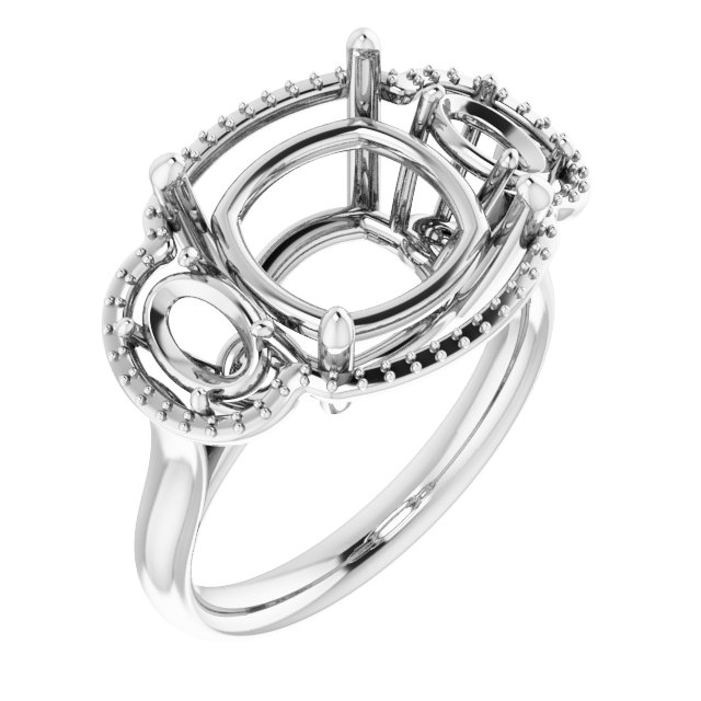 Three-Stone Halo-Style Engagement Ring