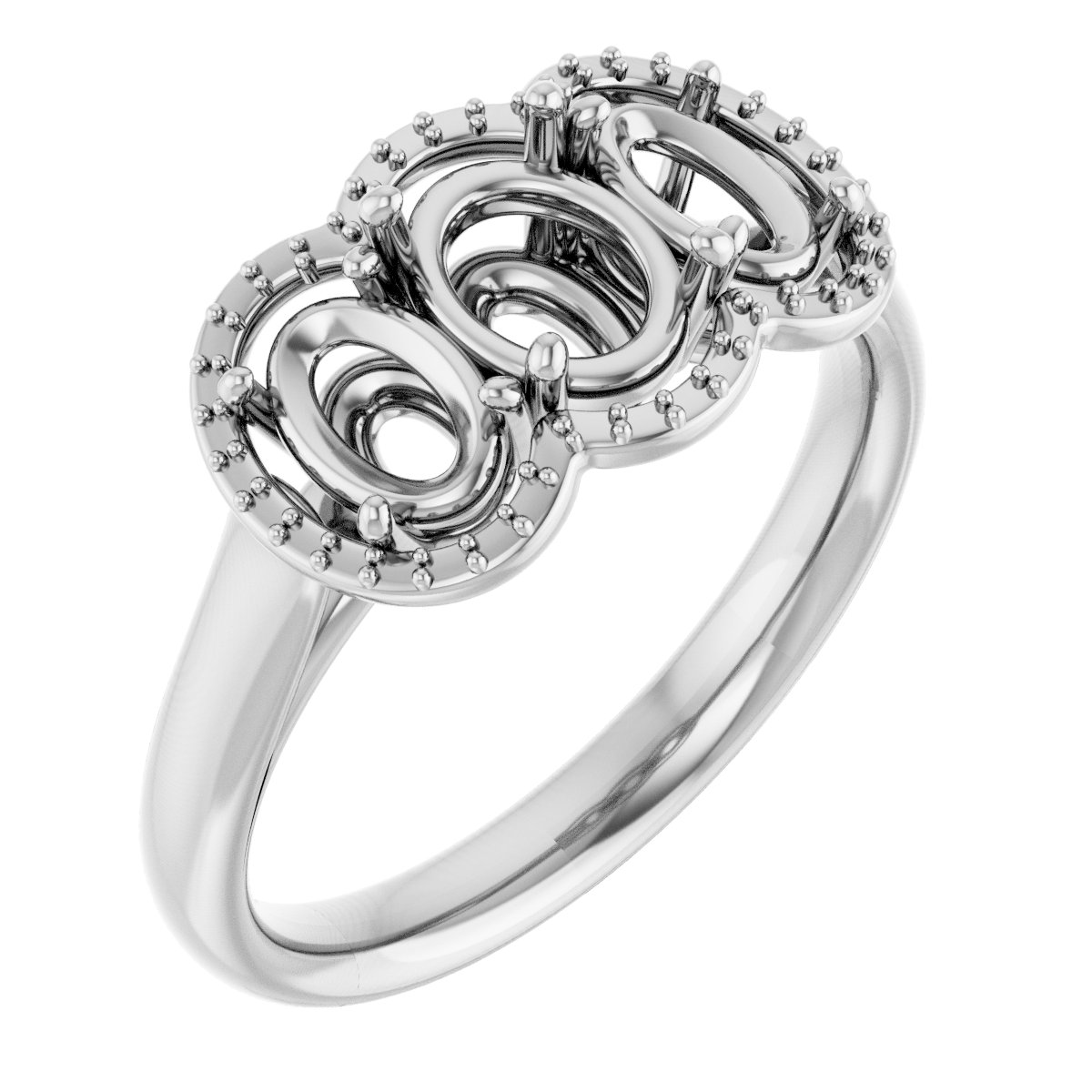 Three-Stone Halo-Style Engagement Ring