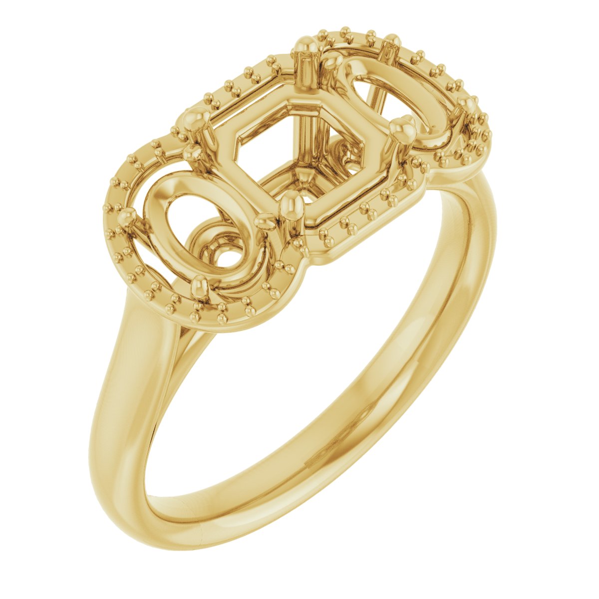 Three-Stone Halo-Style Engagement Ring