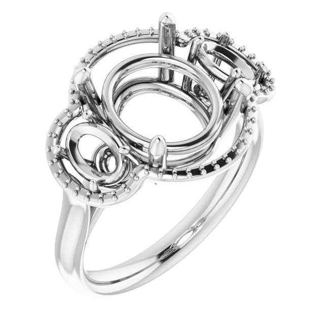 Three-Stone Halo-Style Engagement Ring