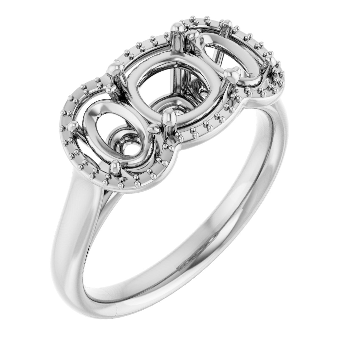 Three-Stone Halo-Style Engagement Ring