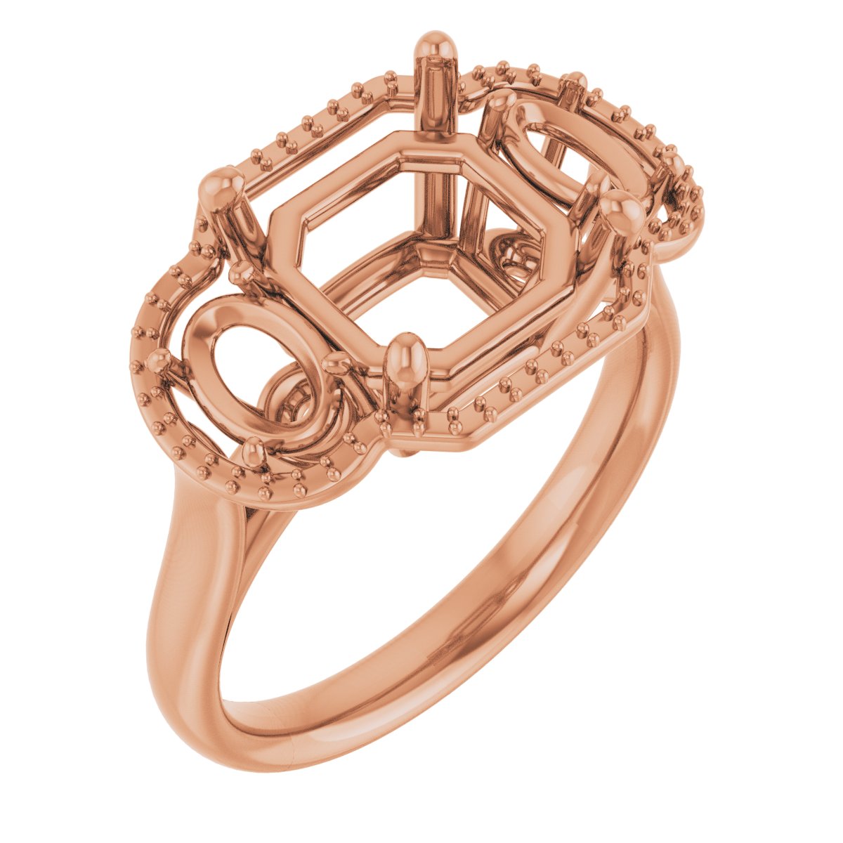 Three-Stone Halo-Style Engagement Ring