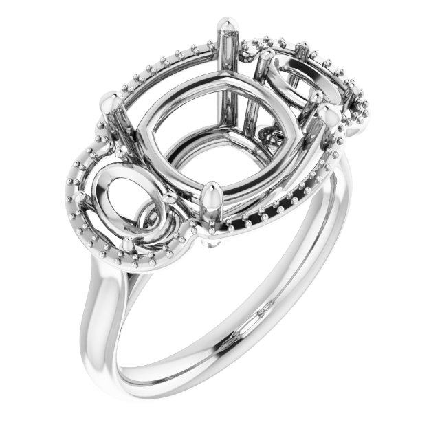 Three-Stone Halo-Style Engagement Ring