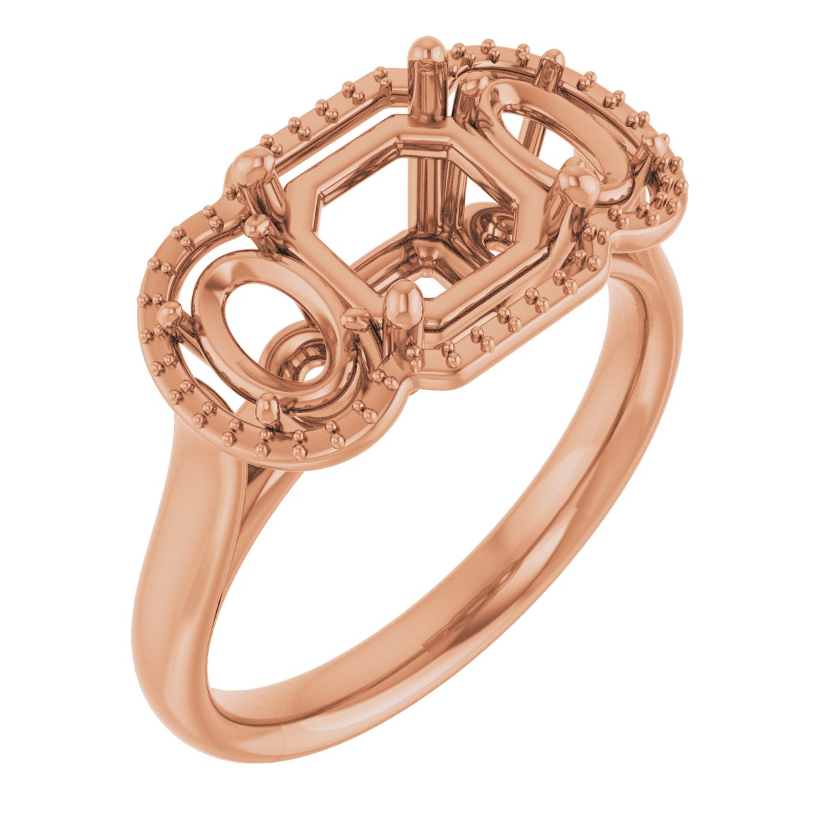 Three-Stone Halo-Style Engagement Ring