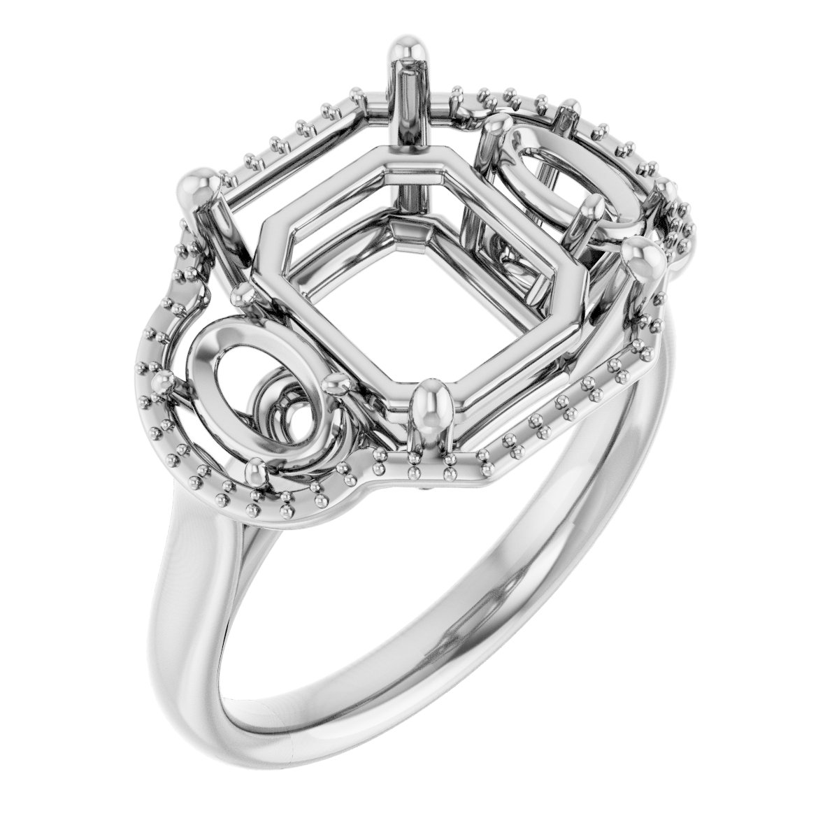 Three-Stone Halo-Style Engagement Ring