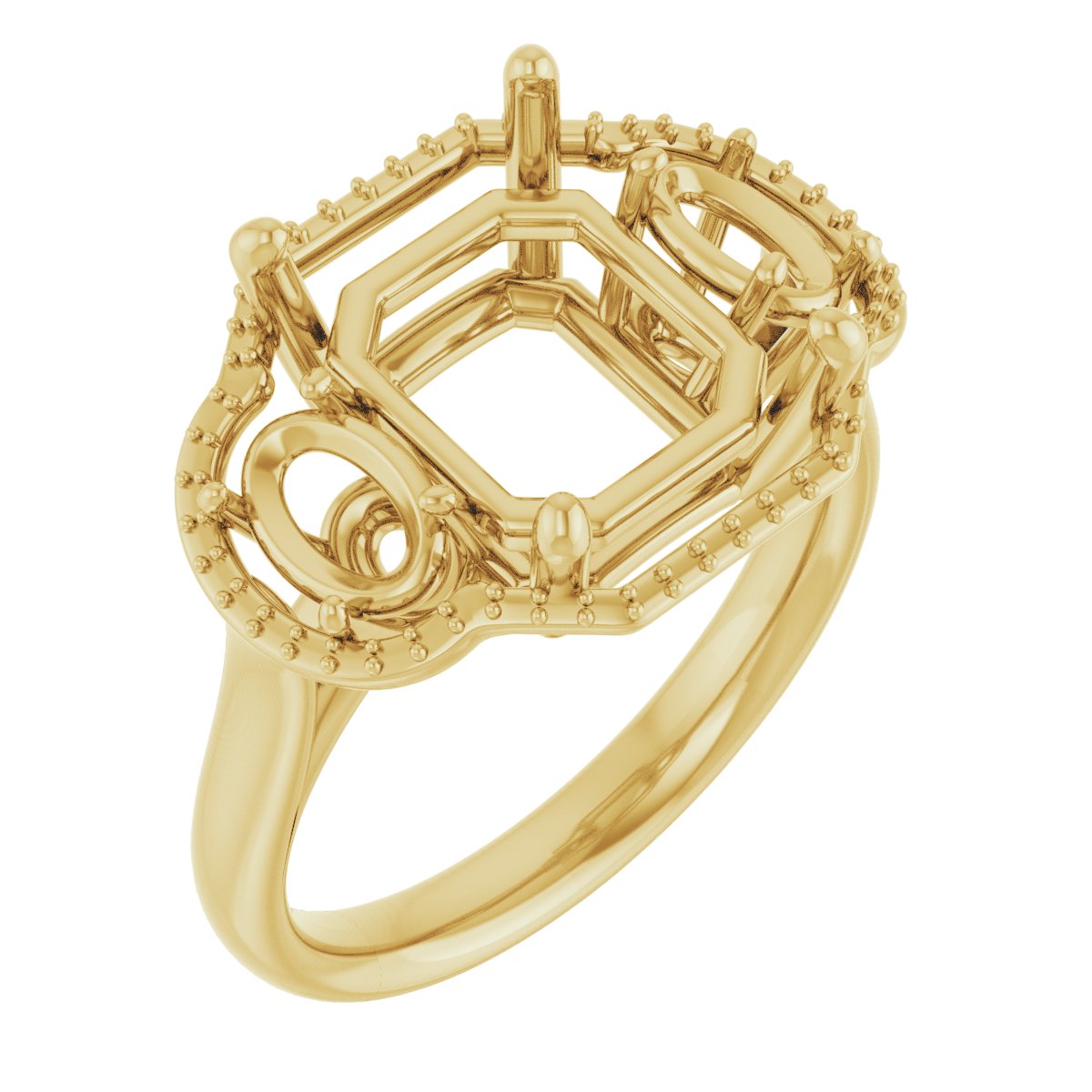 Three-Stone Halo-Style Engagement Ring