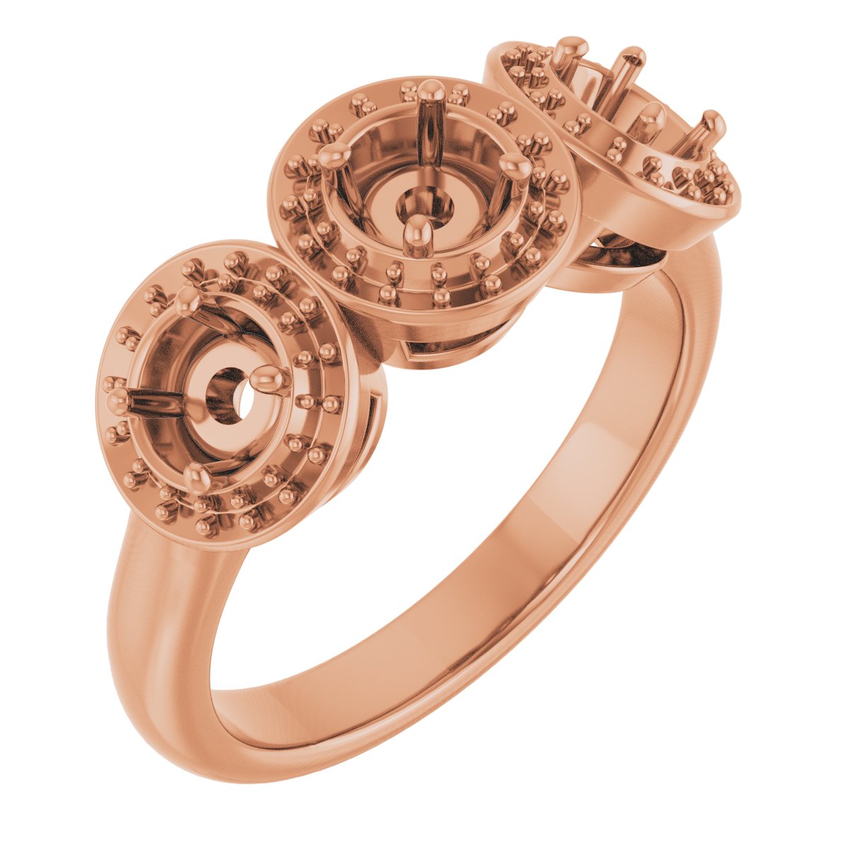Three-Stone Halo-Style Engagement Ring