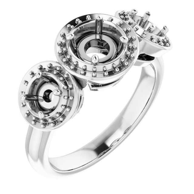 Three-Stone Halo-Style Engagement Ring