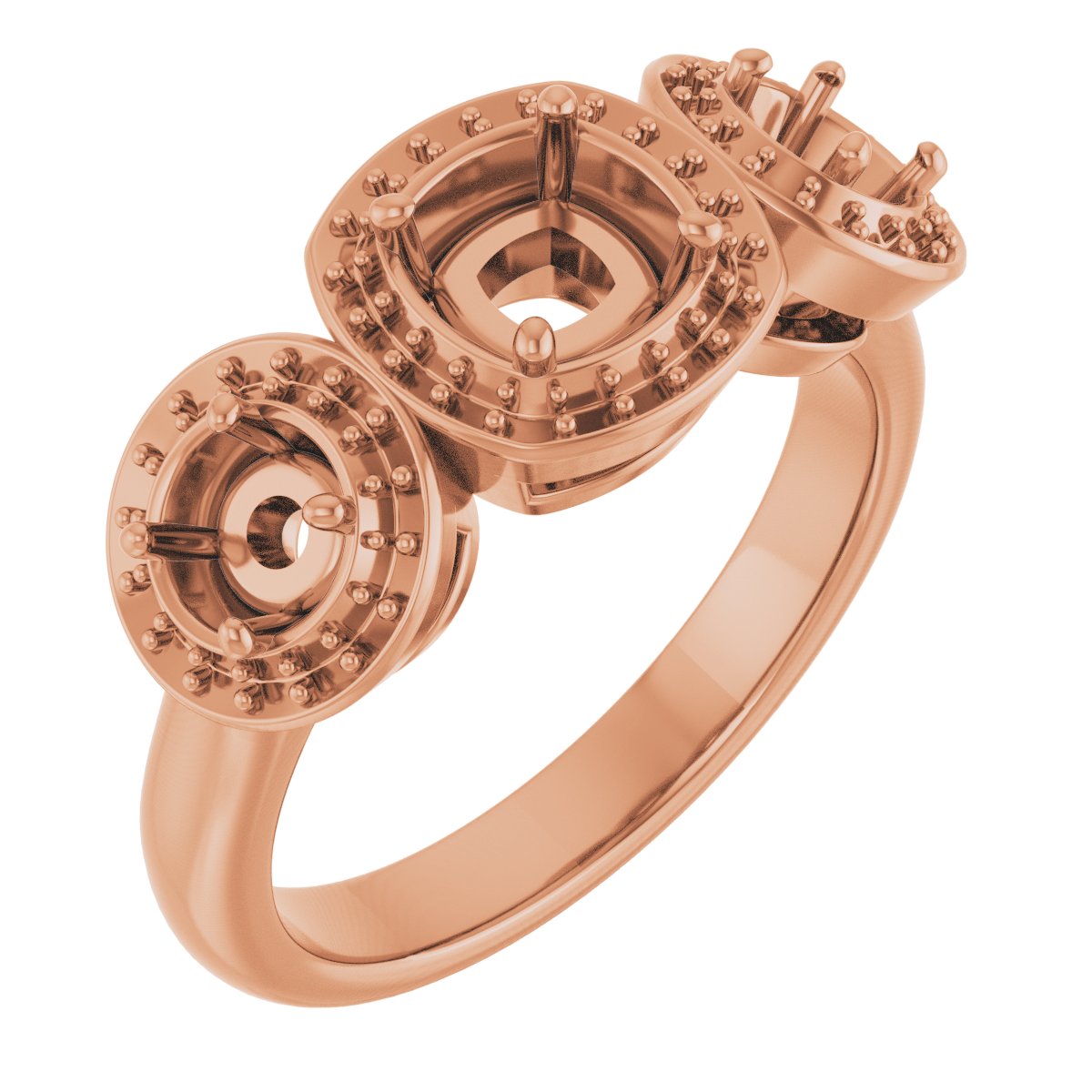Three-Stone Halo-Style Engagement Ring