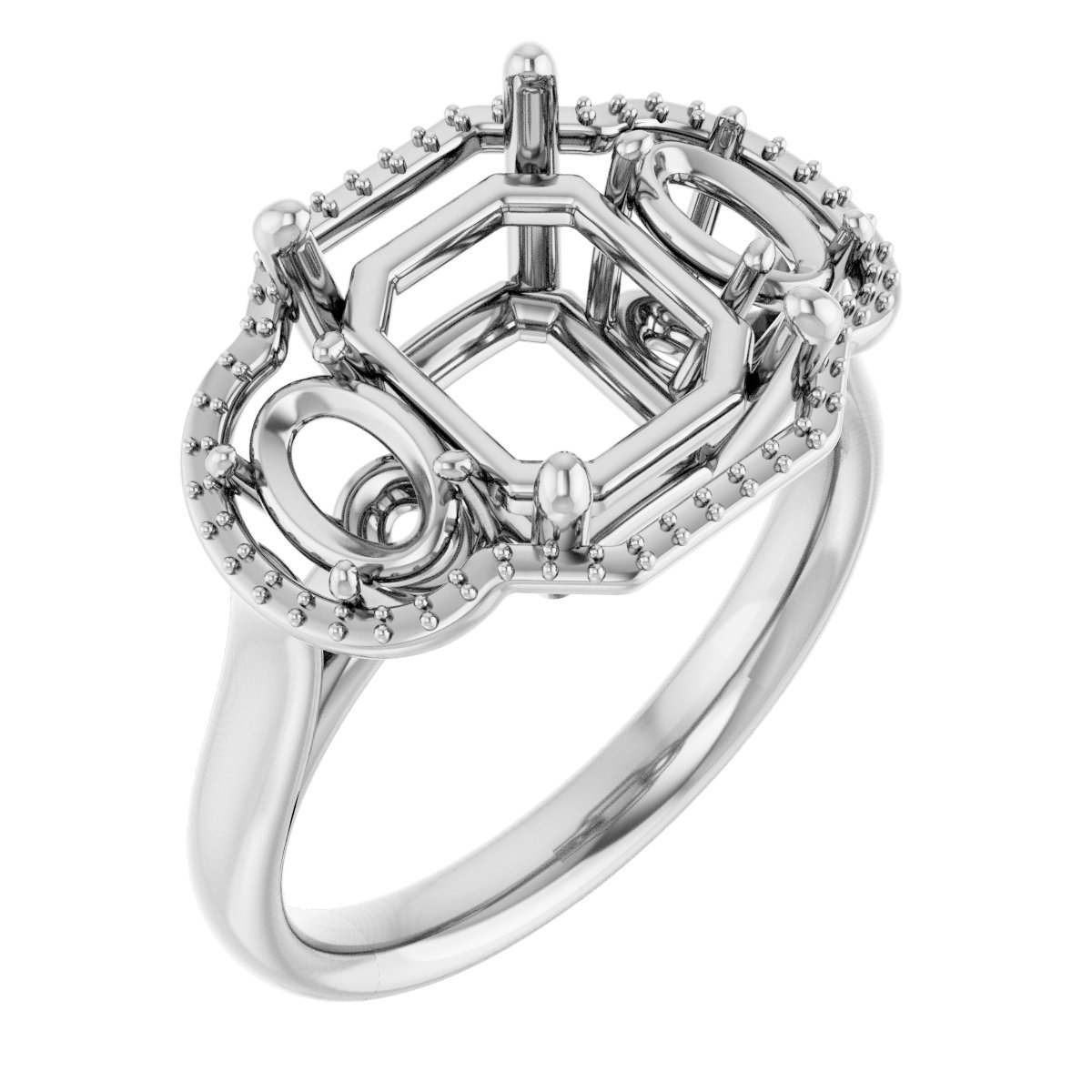 Three-Stone Halo-Style Engagement Ring