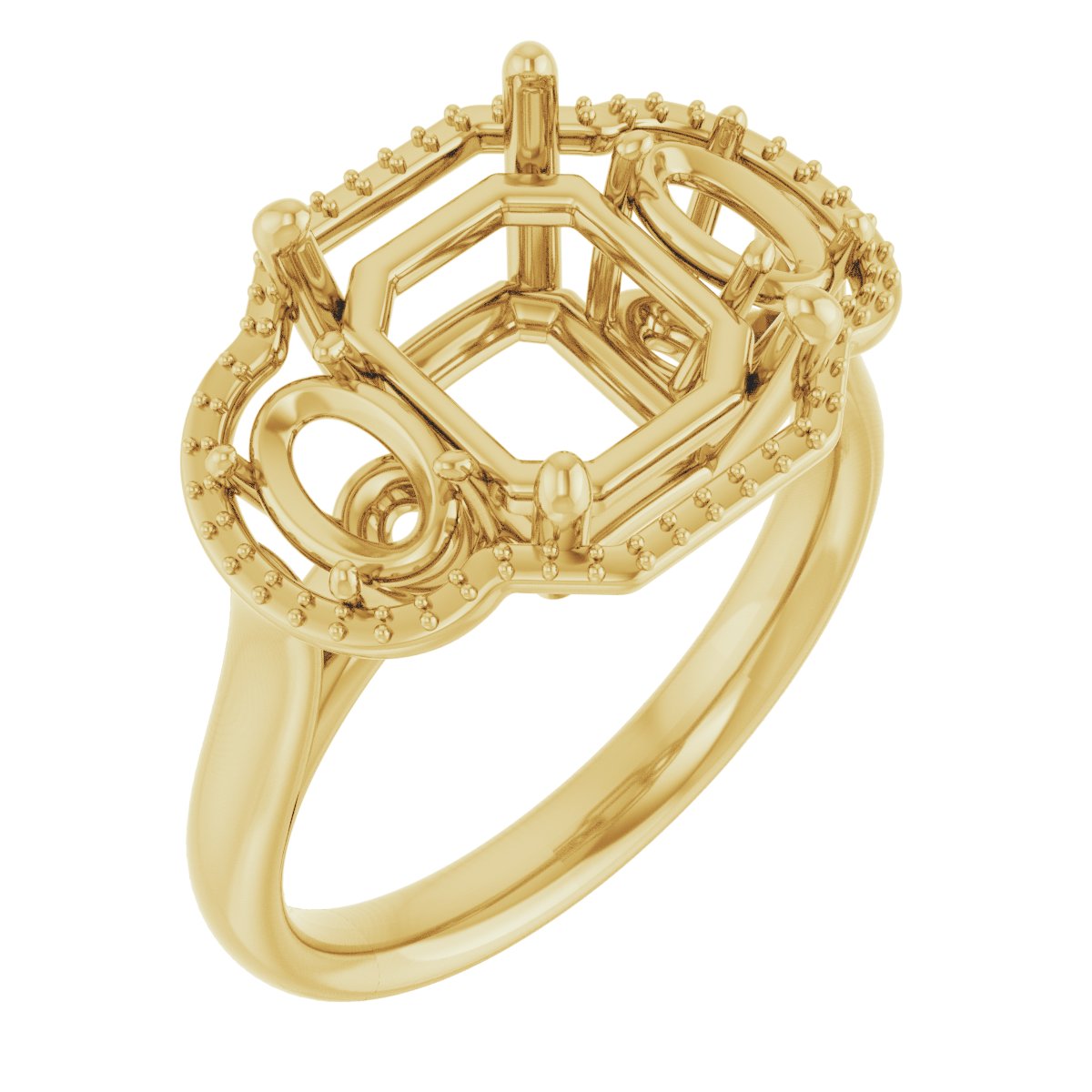 Three-Stone Halo-Style Engagement Ring