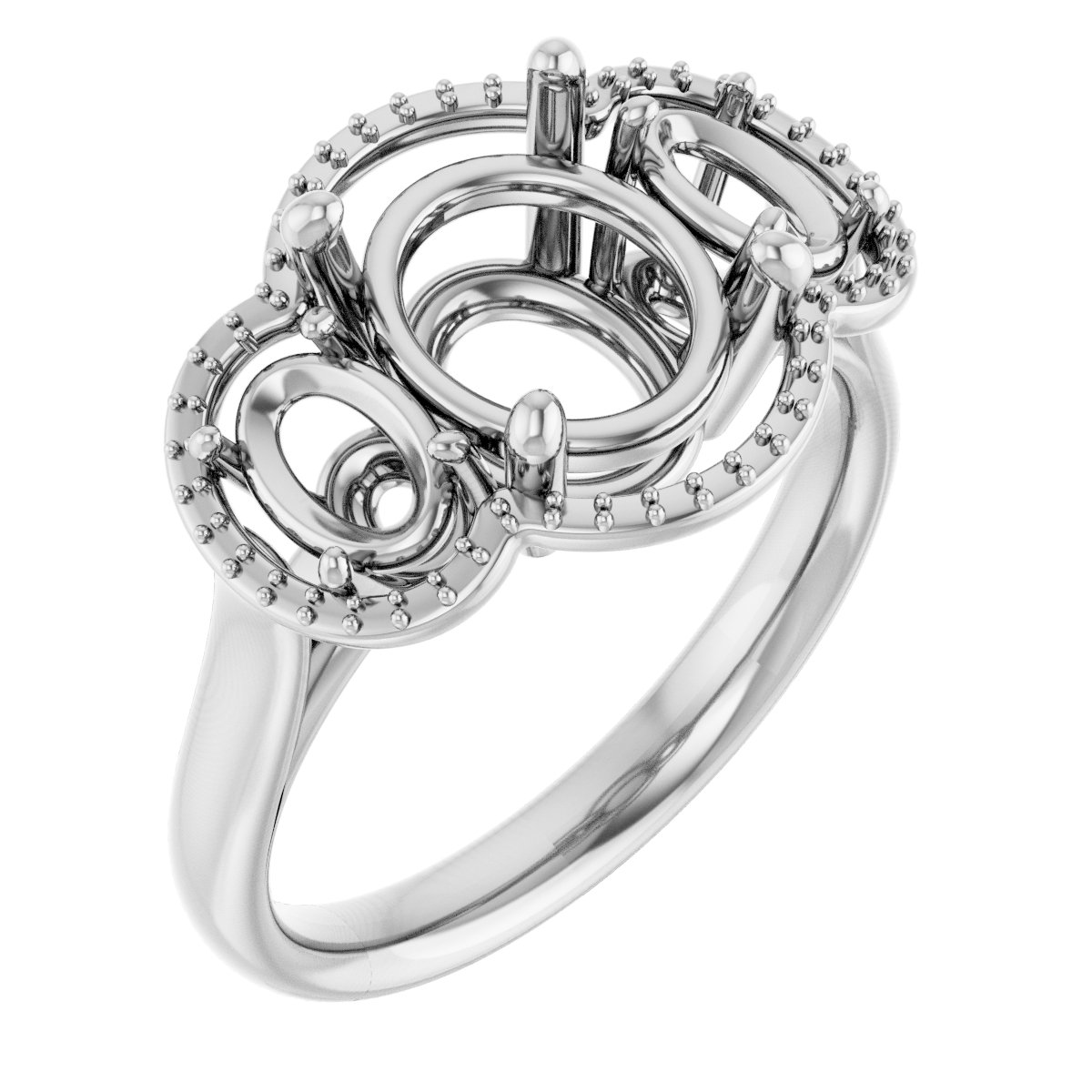 Three-Stone Halo-Style Engagement Ring