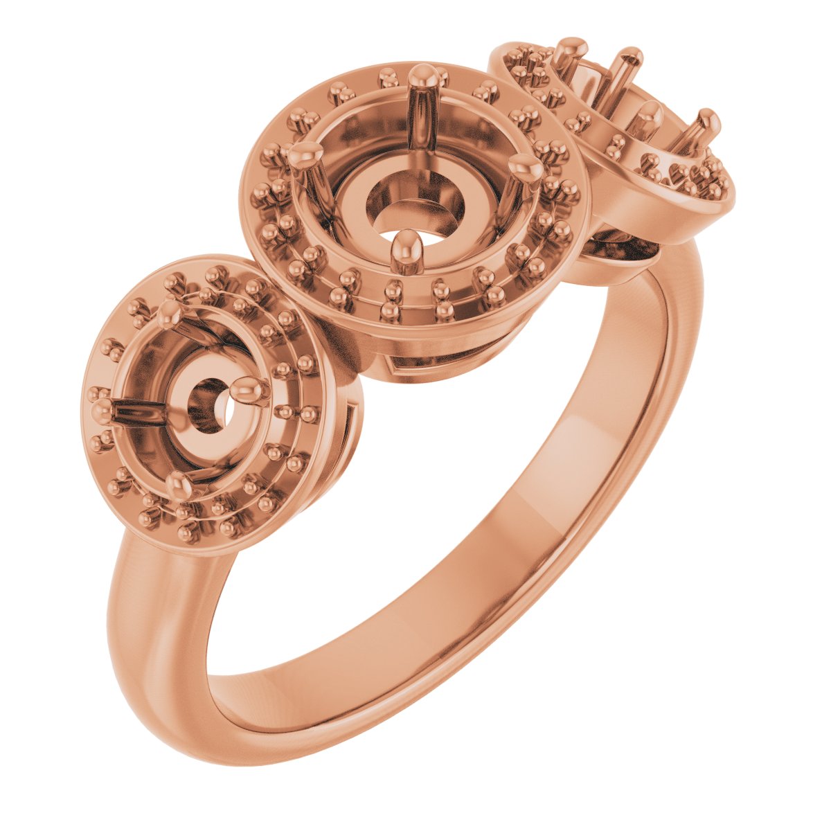 Three-Stone Halo-Style Engagement Ring