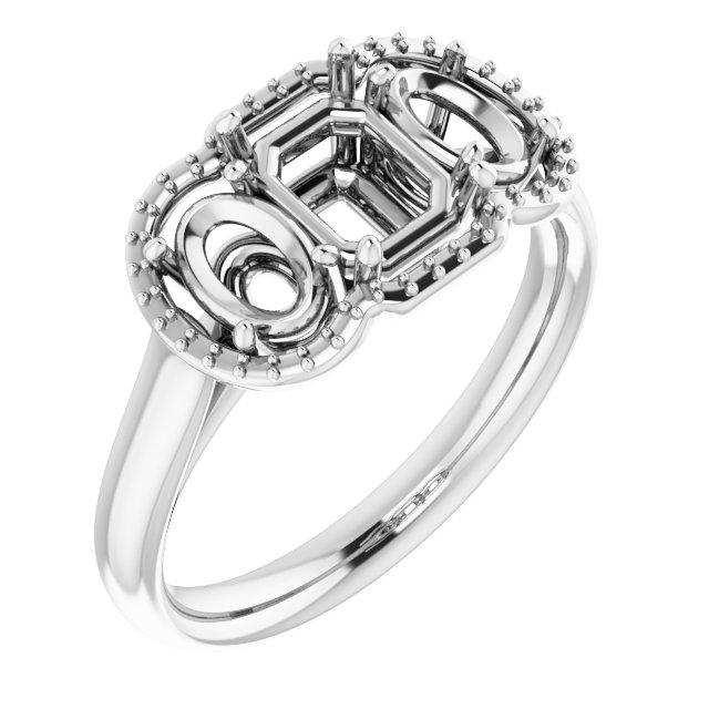 Three-Stone Halo-Style Engagement Ring