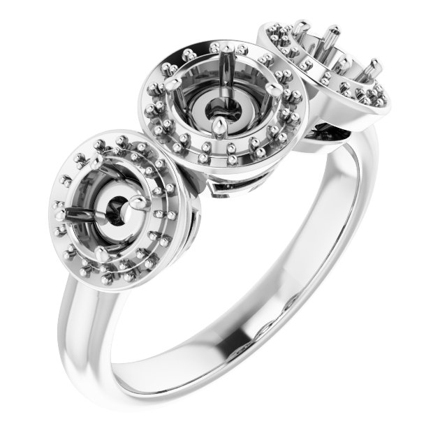 Three-Stone Halo-Style Engagement Ring