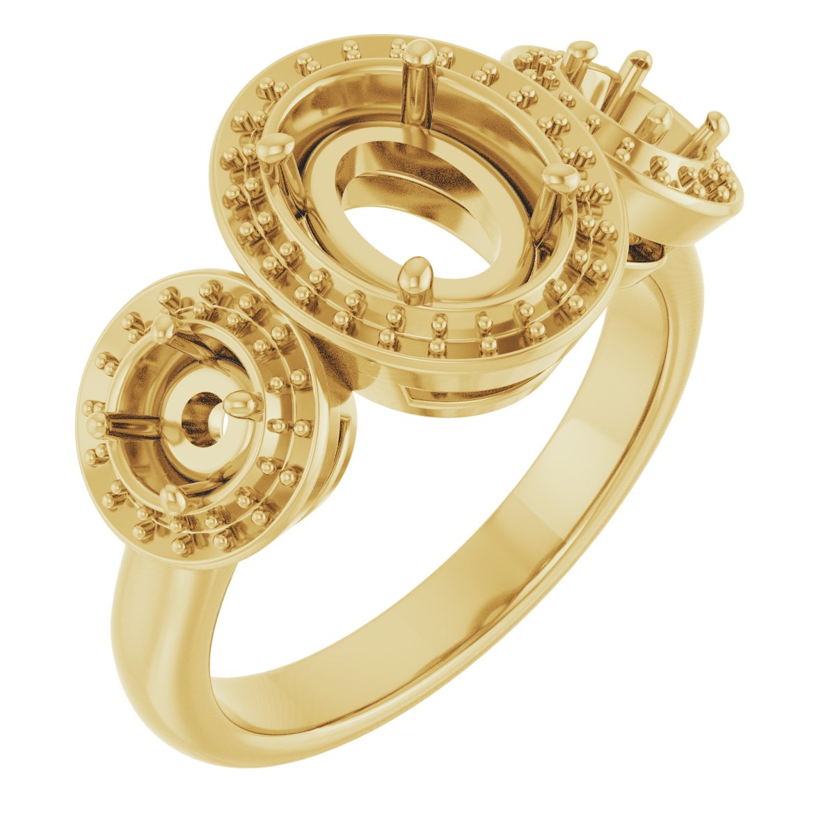 Three-Stone Halo-Style Engagement Ring