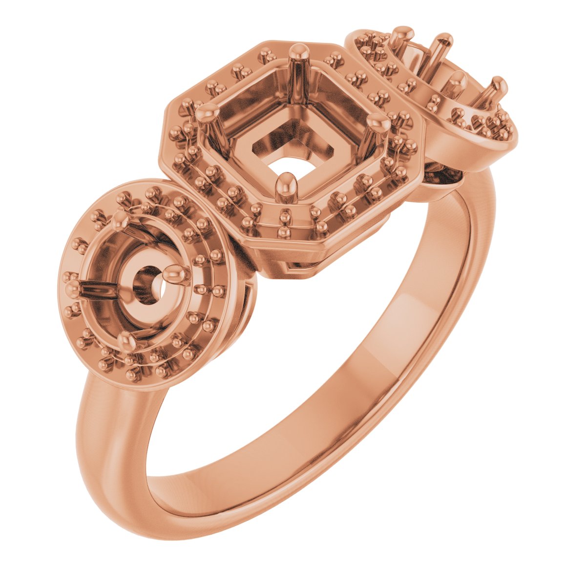 Three-Stone Halo-Style Engagement Ring