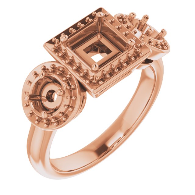 Three-Stone Halo-Style Engagement Ring