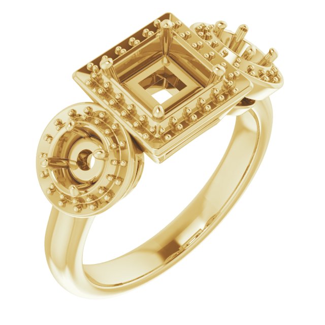 Three-Stone Halo-Style Engagement Ring