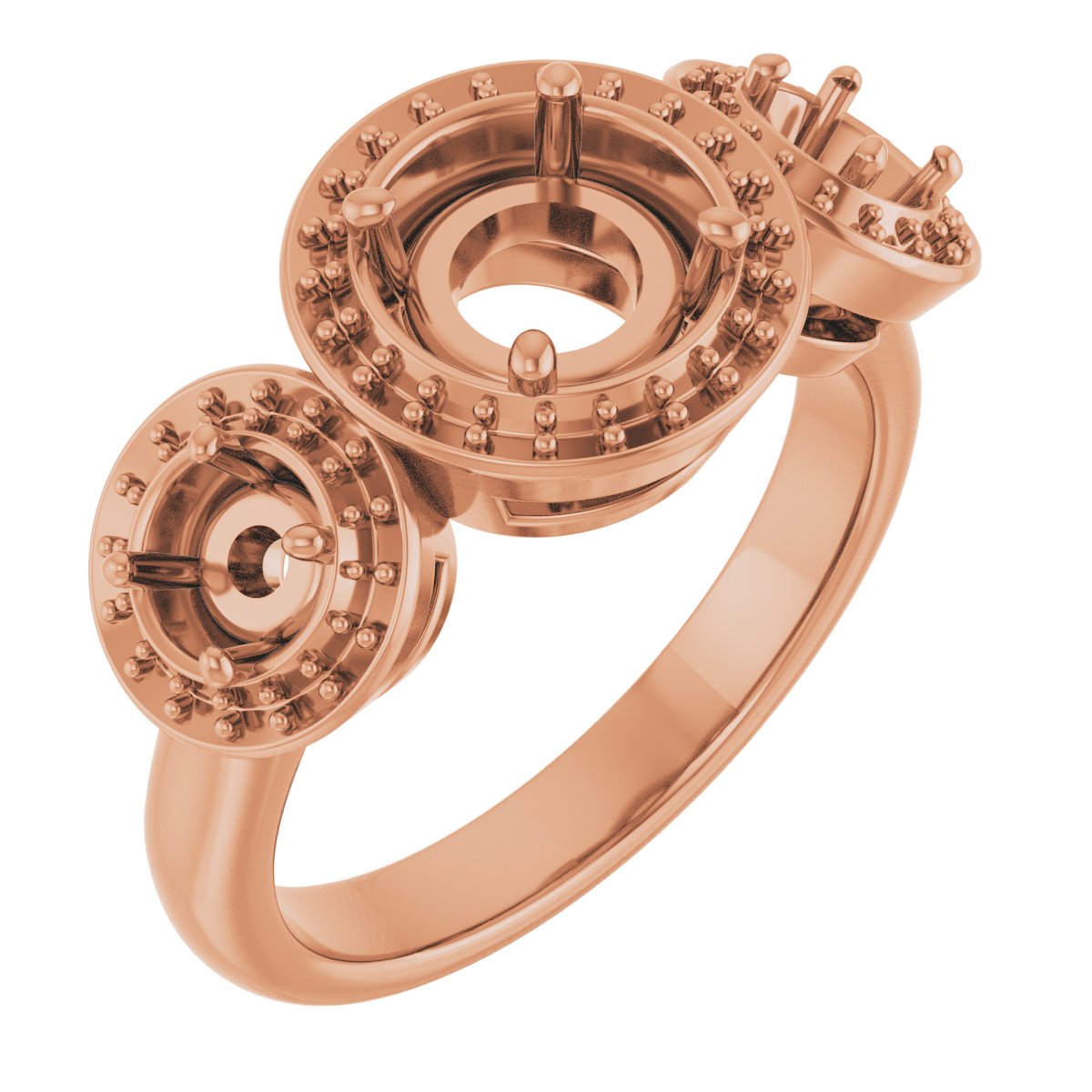 Three-Stone Halo-Style Engagement Ring