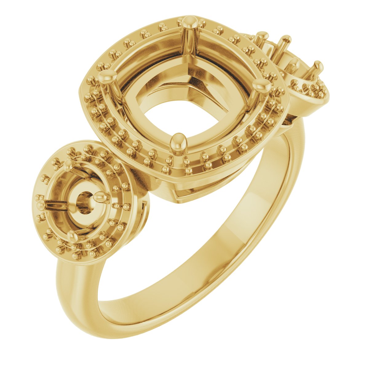 Three-Stone Halo-Style Engagement Ring
