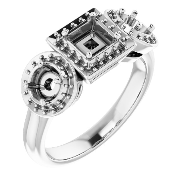 Three-Stone Halo-Style Engagement Ring