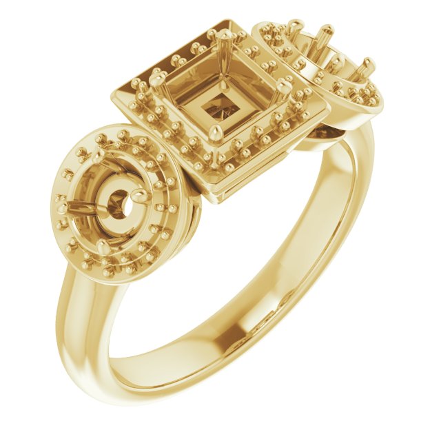 Three-Stone Halo-Style Engagement Ring