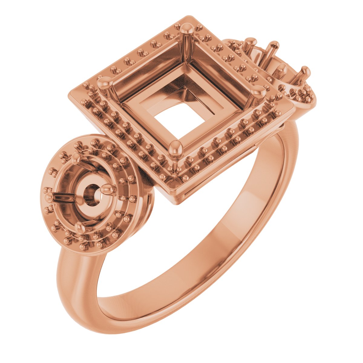 Three-Stone Halo-Style Engagement Ring