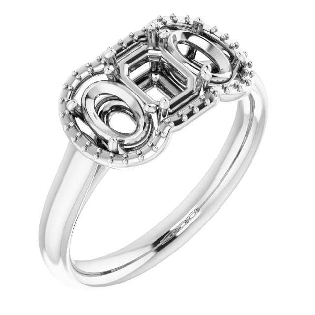 Three-Stone Halo-Style Engagement Ring