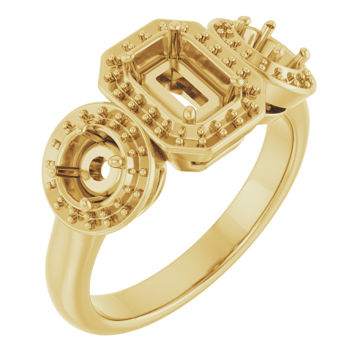 Three-Stone Halo-Style Engagement Ring