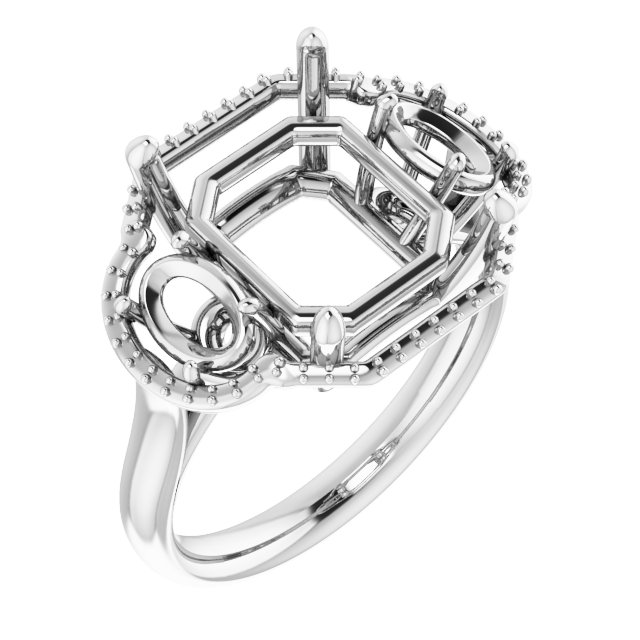 Three-Stone Halo-Style Engagement Ring