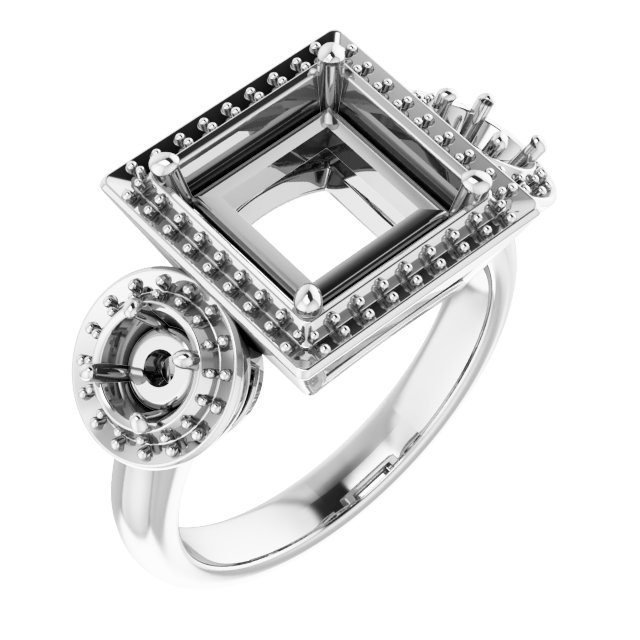 Three-Stone Halo-Style Engagement Ring