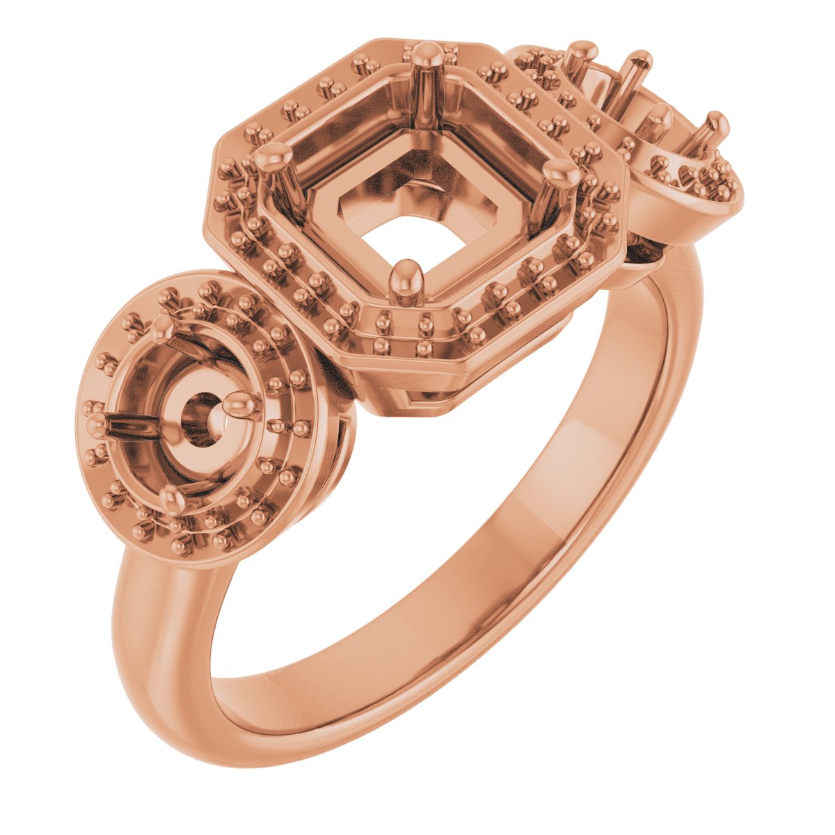 Three-Stone Halo-Style Engagement Ring
