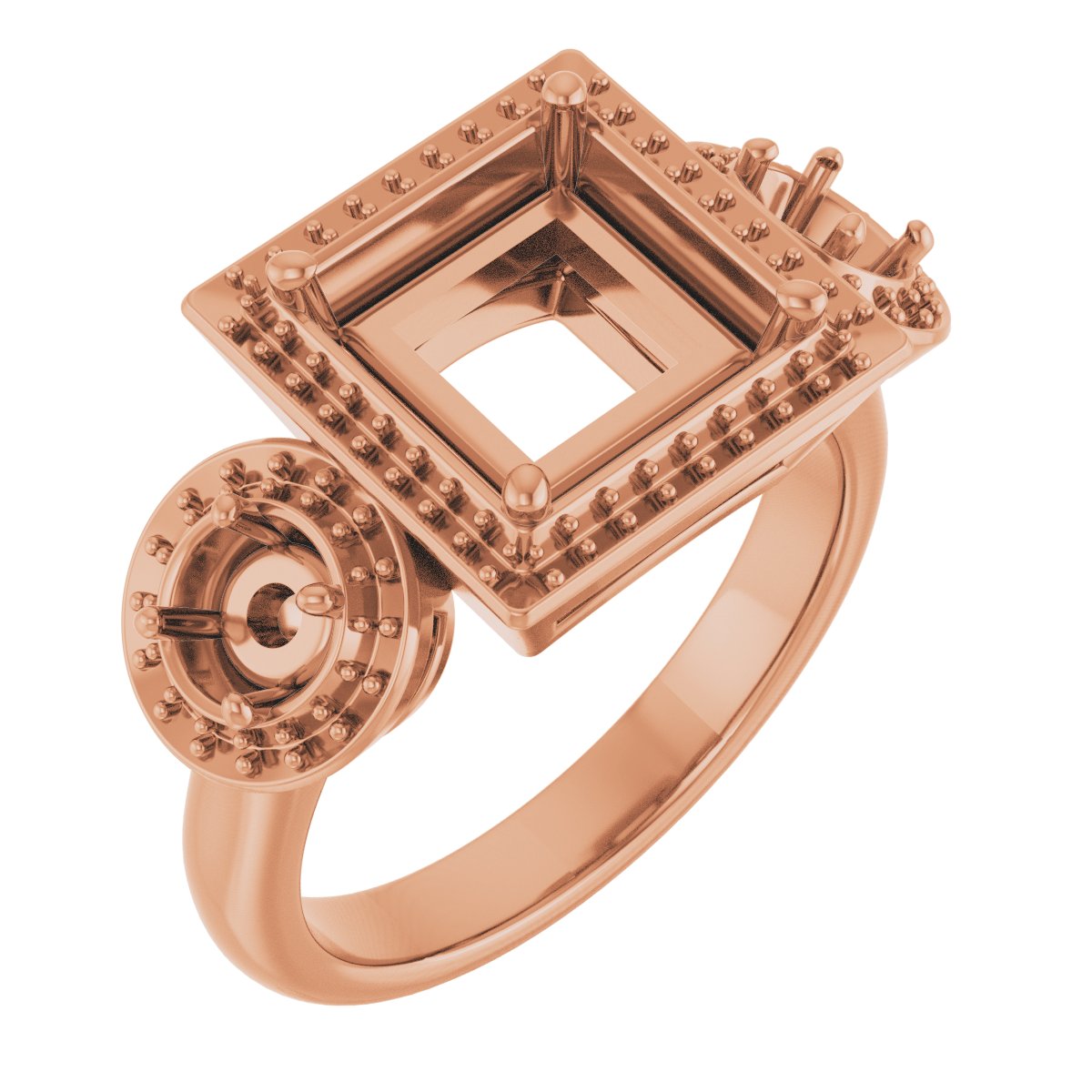 Three-Stone Halo-Style Engagement Ring