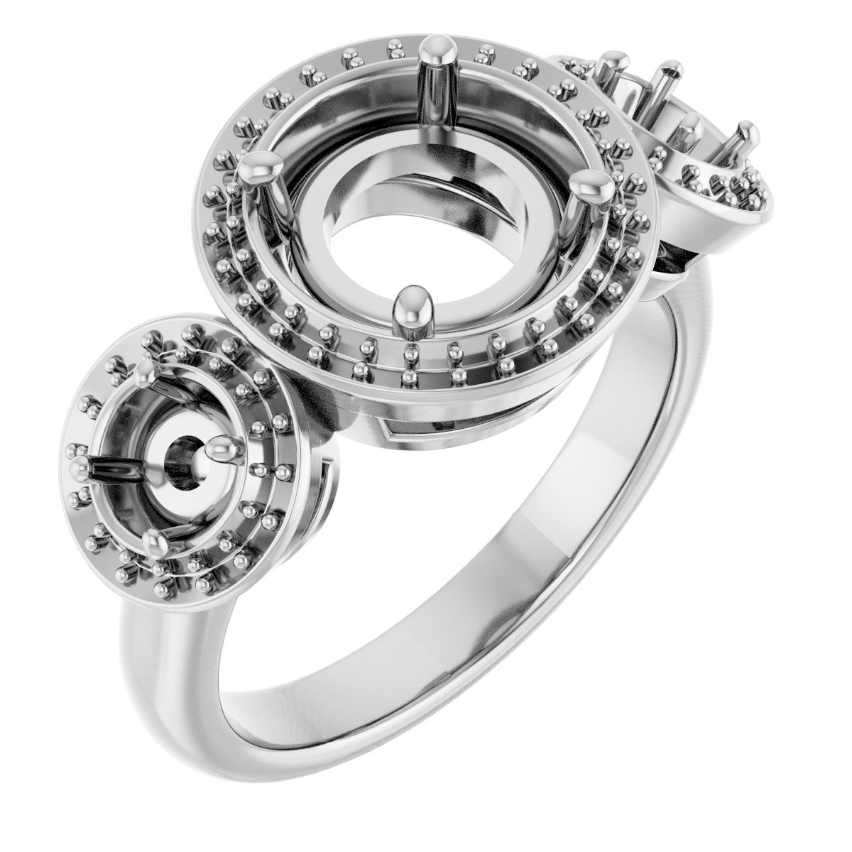 Three-Stone Halo-Style Engagement Ring