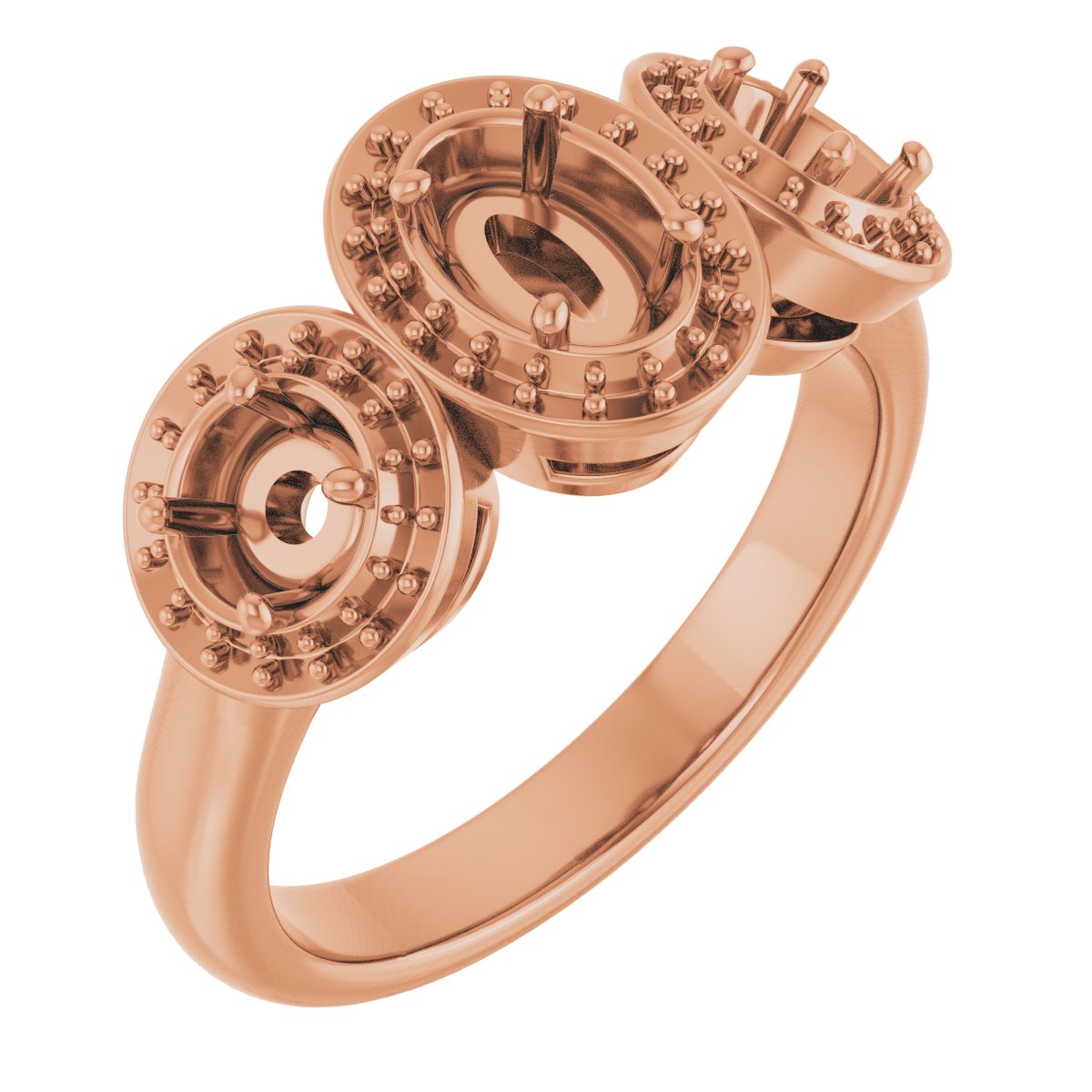 Three-Stone Halo-Style Engagement Ring