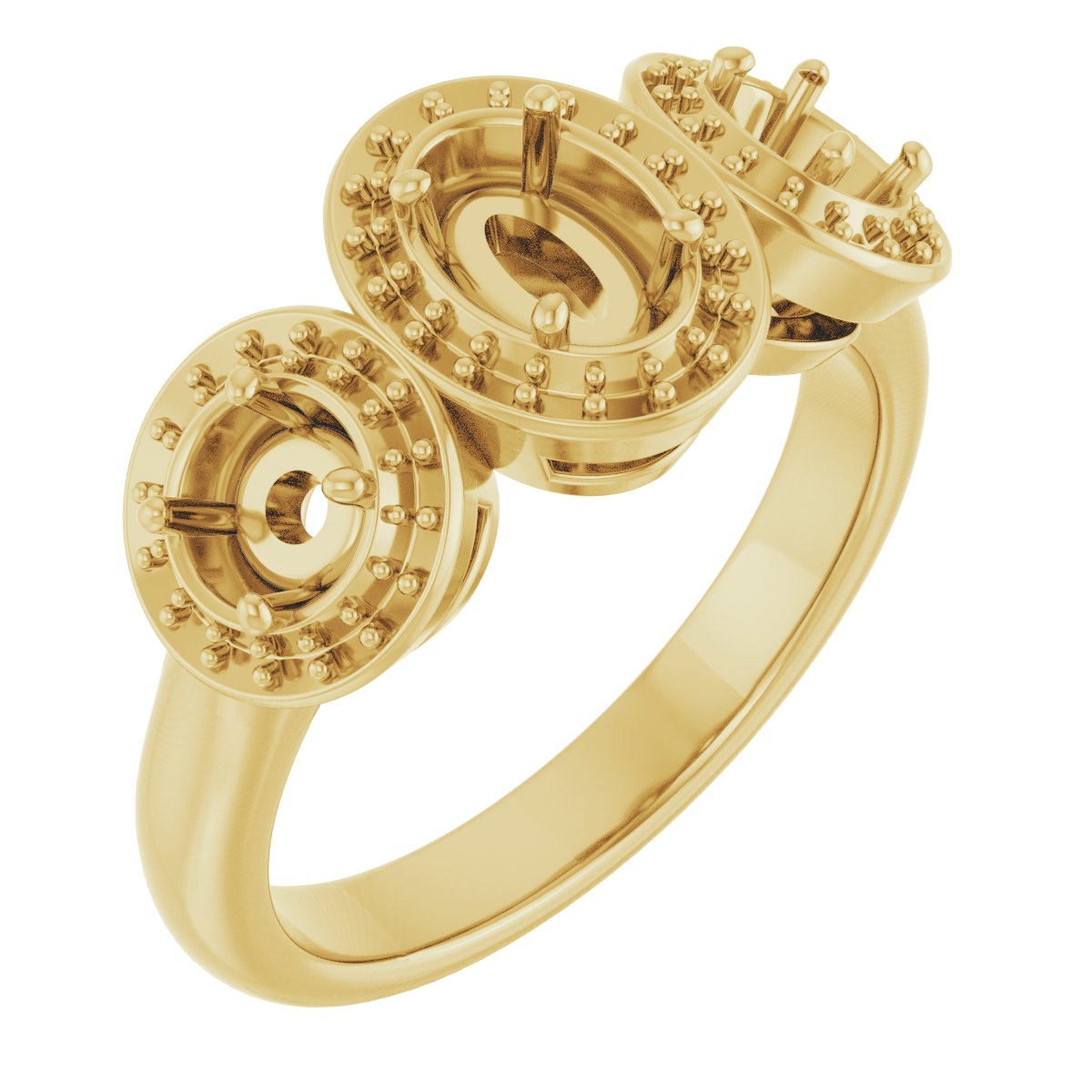 Three-Stone Halo-Style Engagement Ring