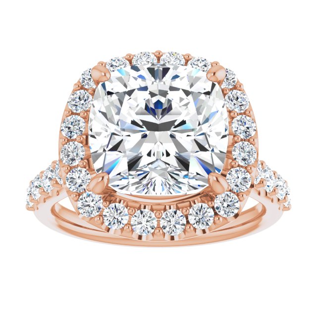 18 K Rose Gold Halo Engagement Ring - Image 3