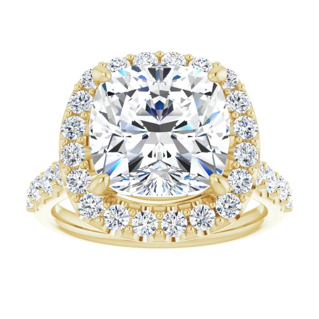 18 K Yellow Gold Halo Engagement Ring - Image 3